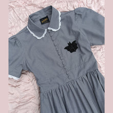 Load image into Gallery viewer, Black Gingham Dark Cottagecore Dress