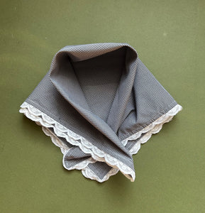 Gingham Headscarf with Lace Trim - Pre-order