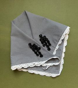 Gingham Headscarf with Lace Trim - Pre-order