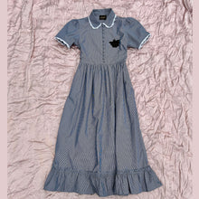 Load image into Gallery viewer, Black Gingham Dark Cottagecore Dress