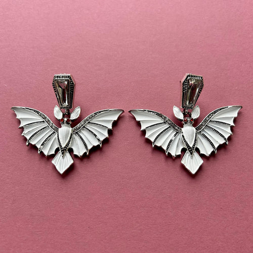Art Deco Albino Bat Earrings