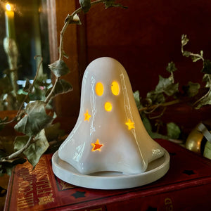 Ceramic ghost tea light / incense holder