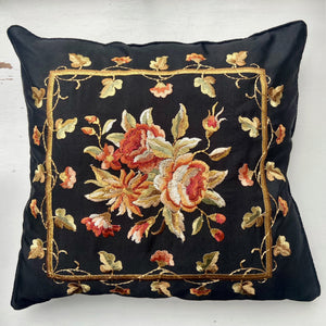 Black And Gold Embroidered Cushion Cover