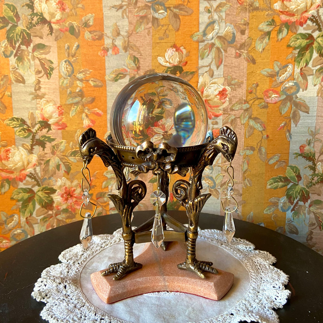 Brass and Marble Crystal Ball Holder