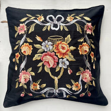 Load image into Gallery viewer, Black Bows and Roses Embroidered Cushion Cover