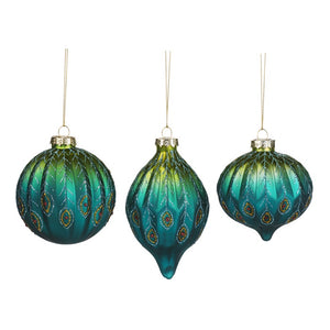 Glass Peacock Baubles